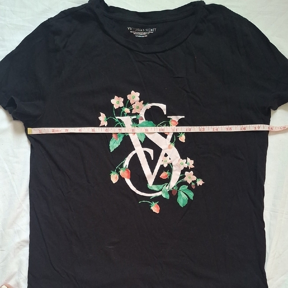 Victoria's Secret Black Tee with Pink Floral Design Size S - Picture 4 of 5